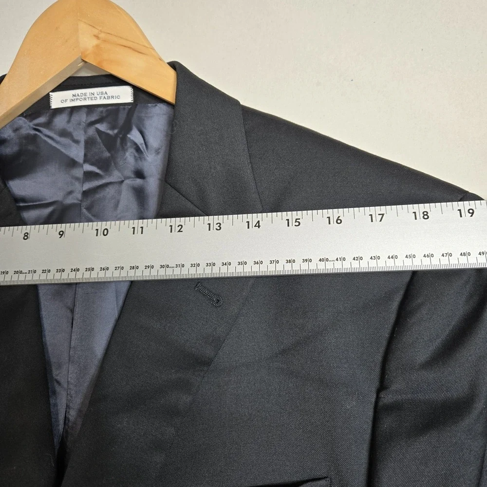 Joseph Abboud 100% Reda Wool Sport Coat Sz 46R‎ Blazer Suit Solid Black Made USA